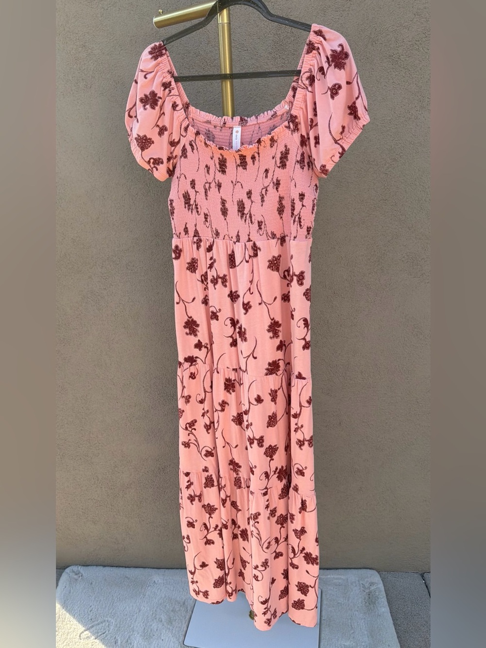 Anthropologie Daily Practice Pink Floral Tiered Maxi Dress Size M 100% cotton